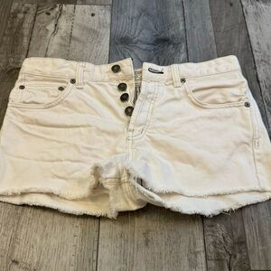 Free People Denim Cut-Off Button Fly Shorts Size 28 Distressed